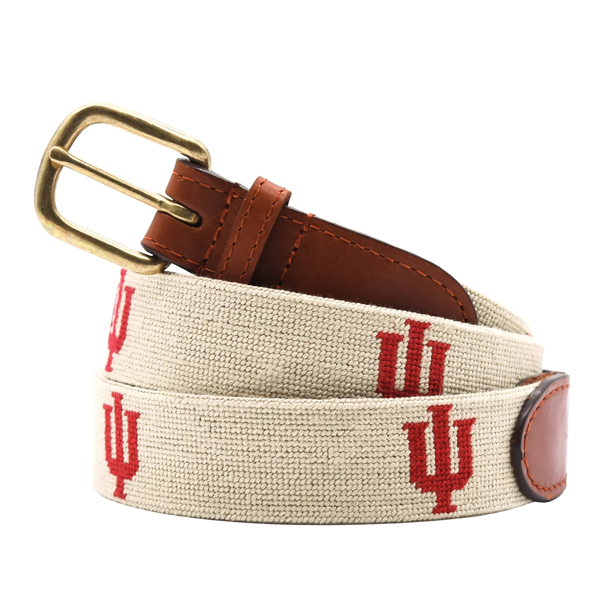 Indiana Hoosiers Needlepoint Belt – Hand-Stitched Canvas & Leather