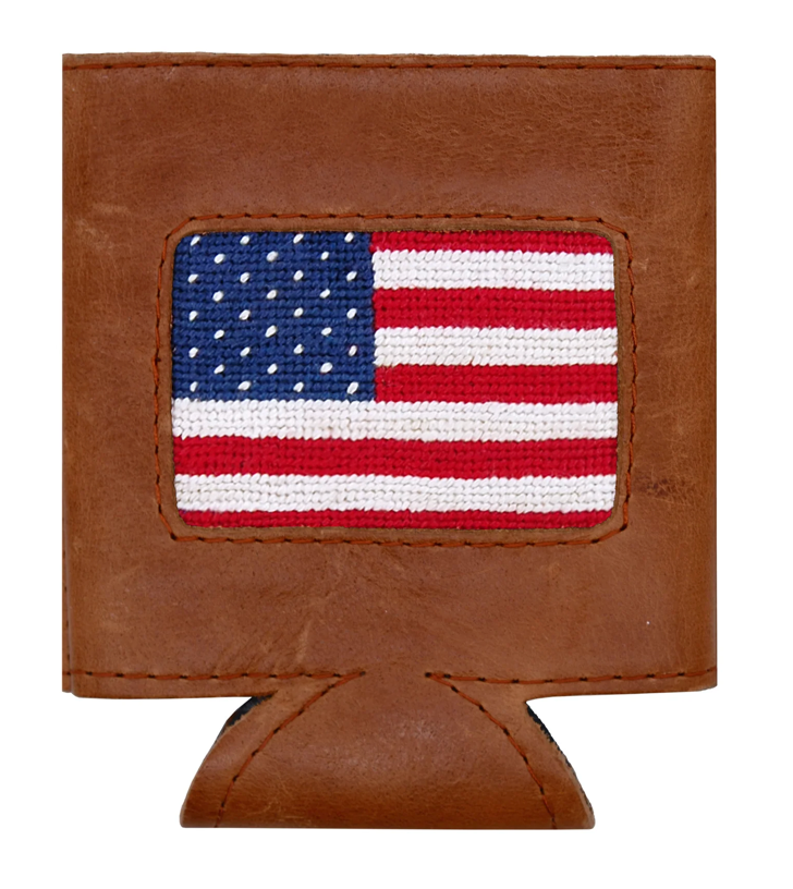 American Flag Koozie- Handstitched Needlepoint Koozie